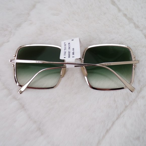 Tods Green Gradient Square Shades, Gold Large Lux Unique Statement TO327 55mm main image 4